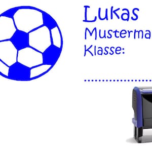 Schulstempel Stempel Fußball 58 x 22 mm Stempelautomat Name Klasse Kind Kinder Bild 1