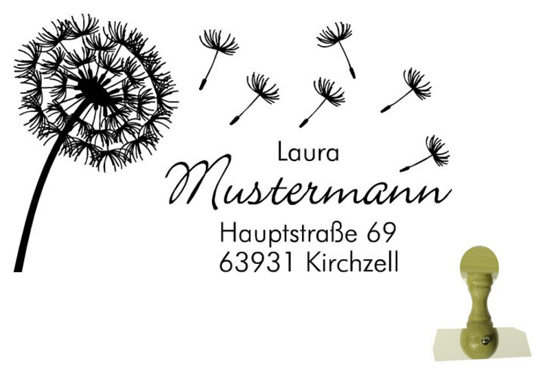 Adressstempel Stempel Pusteblume 50x30 mm Bild 1