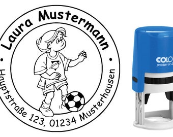 Adressstempel Stempel Fußball  Fußballerin Frauenfußball 40mm