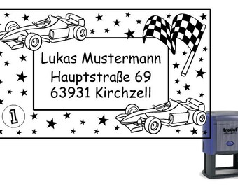 Adressstempel Stempel Rennwagen 50x30 mm