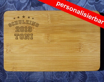 gepersonaliseerde Cutting Board motief school kind 2019 + naam, bamboe, rechthoekig, gravure