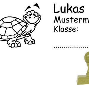 Schulstempel Stempel Schildkröte 60x20mm - Holzstempel Name + Klasse