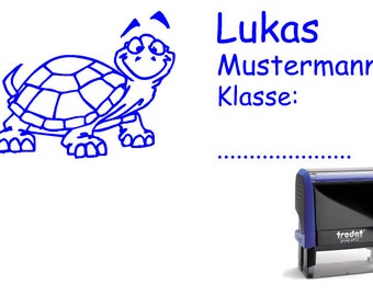 Schulstempel Stempel Schildkröte 58 x 22 mm - Stempelautomat Name + Klasse