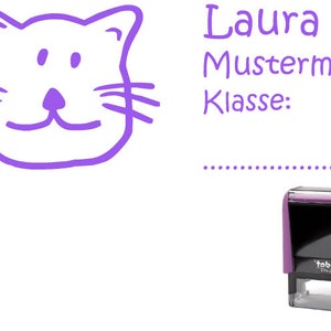 Schulstempel Stempel Katze 58 x 22 mm Stempelautomat Name Klasse Bild 1