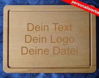 personalized cutting board motif - Your text / Your file / Your logo - name, beech, rectangular, 38 x 28 x 1.5 cm, engraving