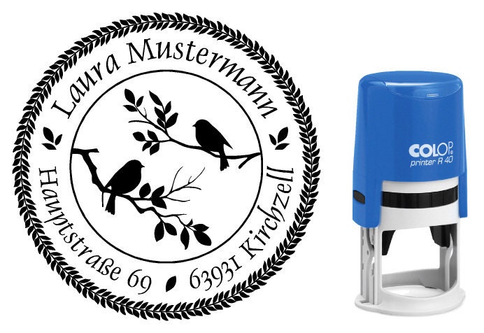 Address Stamp birds 40 mm