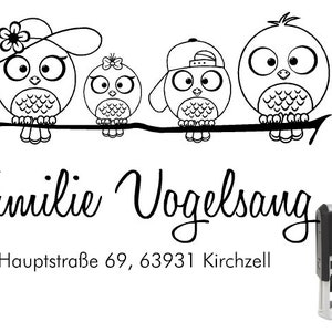 Adressstempel Familienstempel Vögel 60x40 mm Bild 1