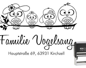 Adressstempel Familienstempel  Vögel 60x40 mm