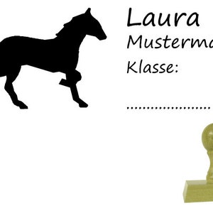 Schulstempel Stempel Pferd 60x20mm Holzstempel Name Klasse Bild 1