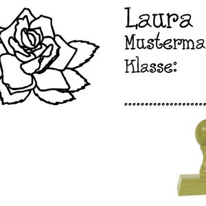 School stamp stamp rose 60 x 20 mm-name and class image 1