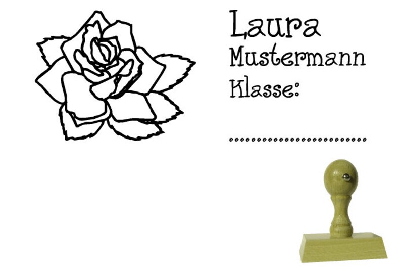 School stamp stamp rose 60 x 20 mm-name and class image 1