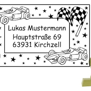 Adressstempel Stempel Rennwagen 50x30 mm Bild 1