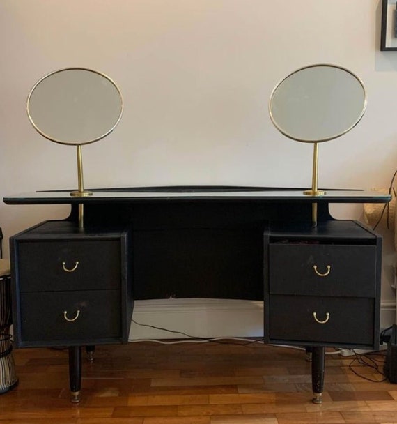 open lace back dress Vintage Mid Century Modern Oak Vanity / Dressing Table by G Plan