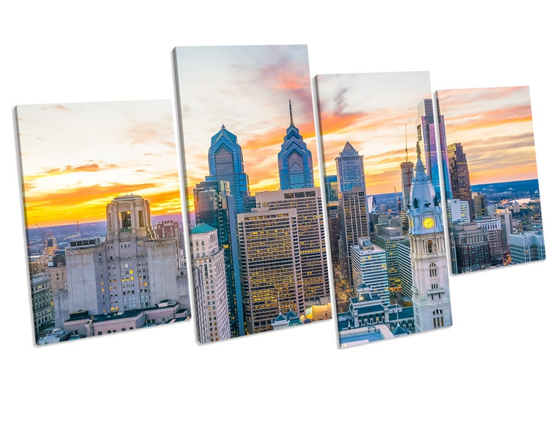 Philadelphia Sunset City Canvas Wall Art Picture Prin