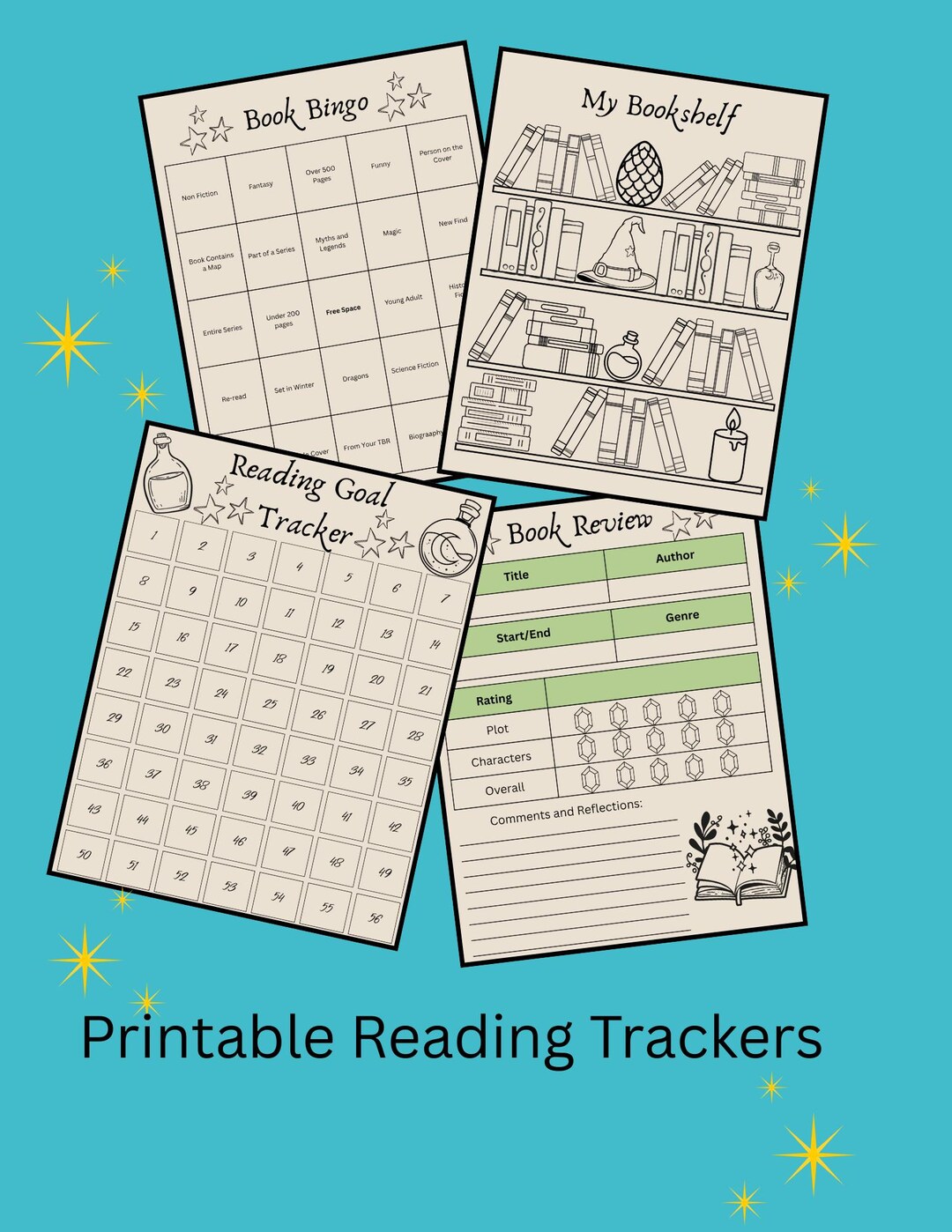 Cozy Fantasy Reading Tracker – Printable Book Log Journal (digital ...