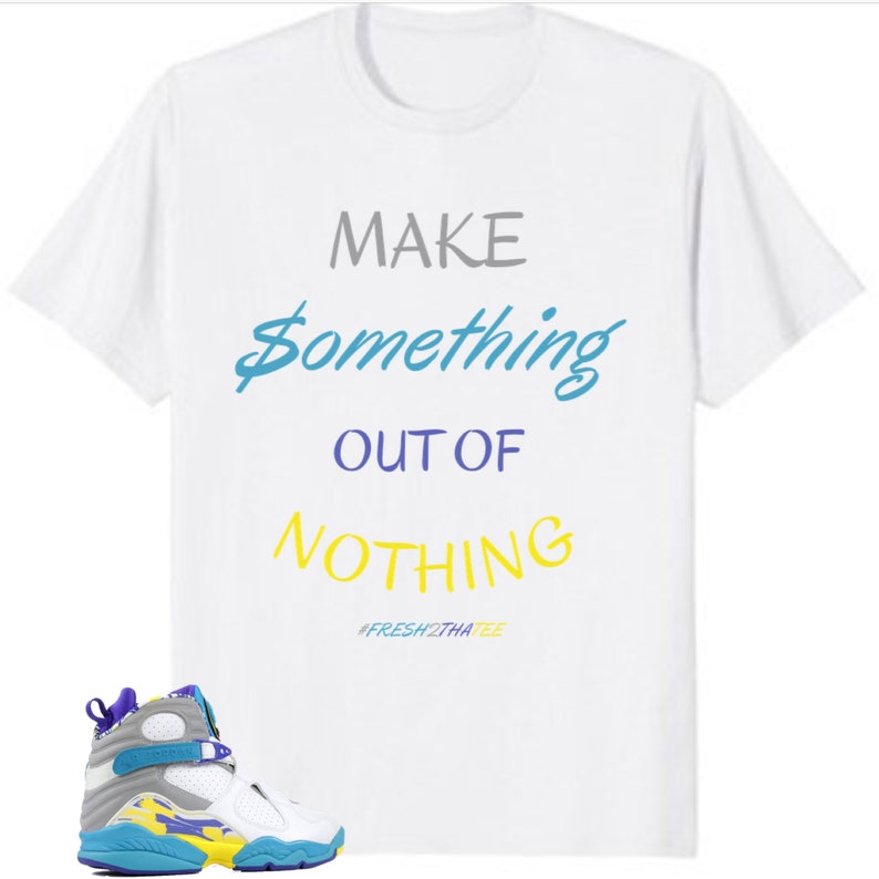Shirt Made to Match Jordan 8 White Aqua 