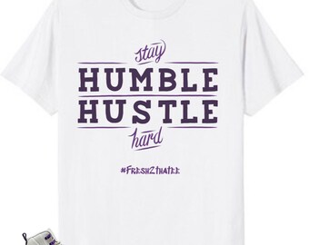 stay humble hustle hard shirt :made to match Jordan 12 gs pro purple ( Jordan 12 desert sand pro purple)