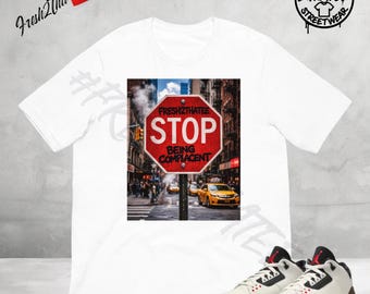 Camiseta Stop Being Complacent, hecha a juego con las Jordan 3 World’s Best Dad University Red Sail, camiseta motivacional para zapatillas, Fresh2thatee Streetwear