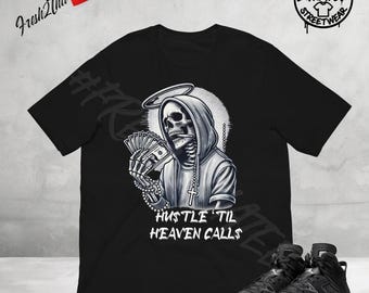 Camiseta Hutle Til Heaven Calls a juego con la gorra y la toga Jordan 6, camiseta Triple Black 6s, camiseta de zapatillas Jordan 6 de ante negro M