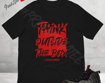 Camiseta "Think Outside the Box" hecha a juego con Cough Foams / Camiseta urbana para amantes de las zapatillas / Combina zapatillas rojas y negras