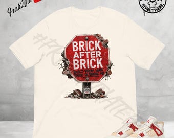 Camiseta a juego con las Jordan 4 Brick After Brick, camiseta a juego con las zapatillas, camiseta urbana roja, crema y negra, camiseta para el conjunto Jordan 4