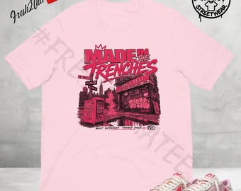 Camiseta Made in the Trenches, camiseta para zapatillas a juego con las Jordan 1 Low Tropical Pink, camiseta urbana Pink Pack, camiseta con estampado urbano