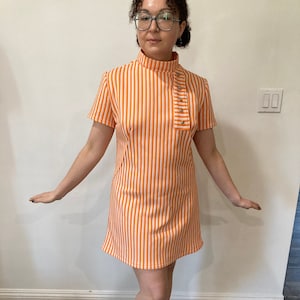 Vintage Style Orange Shift Dress
