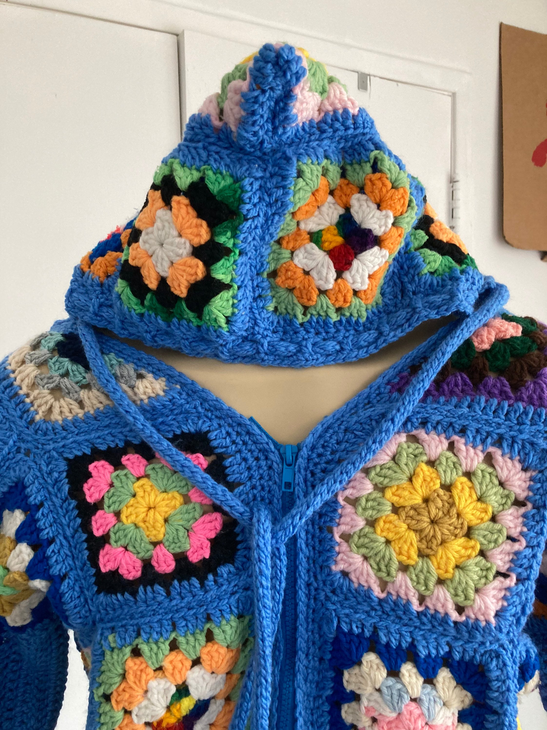 Unisex Crochet Granny Square Jacket Supreme Hoodie Etsy