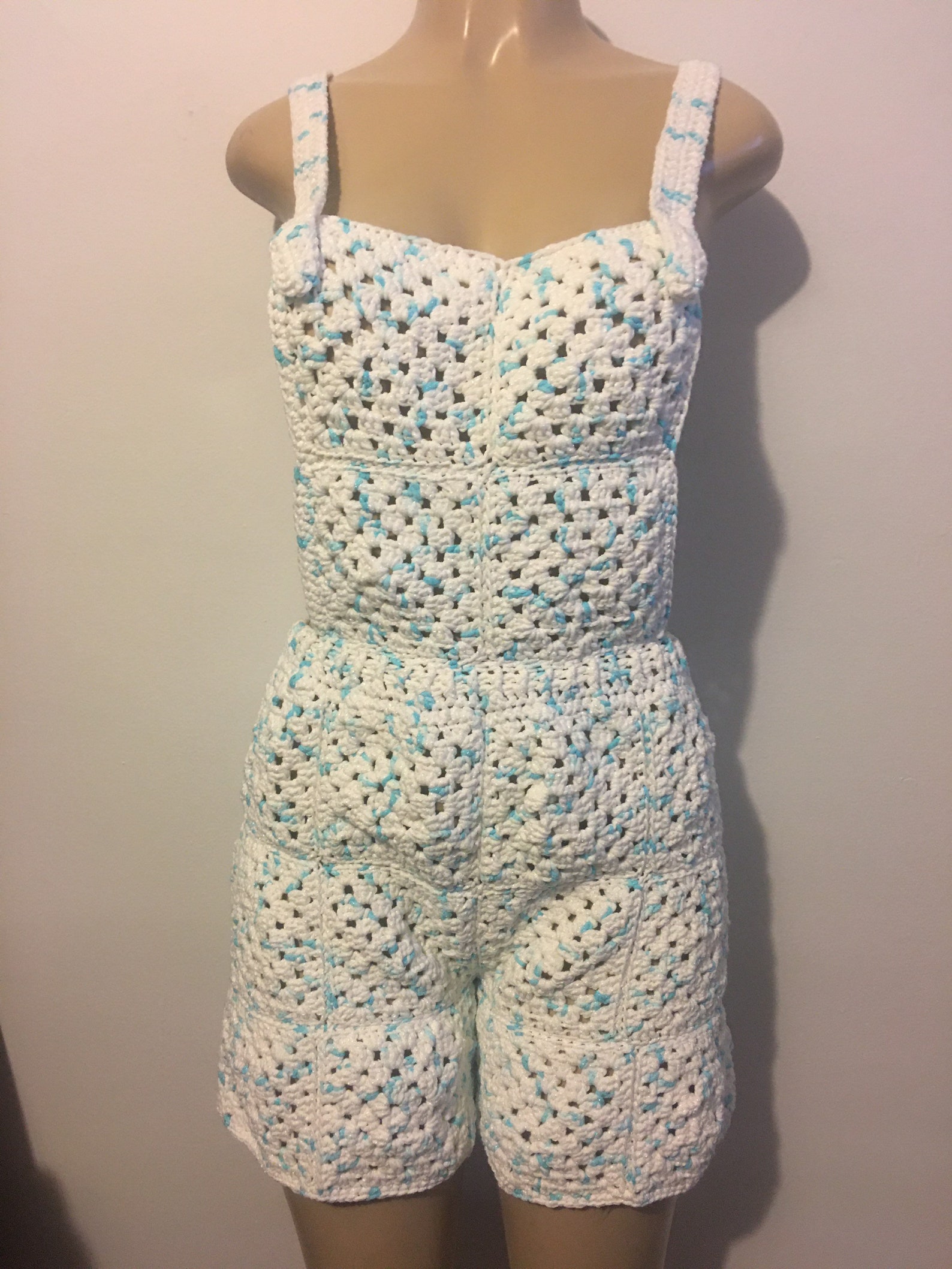 Hand Crochet Granny Square Shortalls/Overalls Black Tan & Etsy