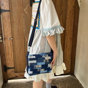 Blue Patchwork Crossbody Bag