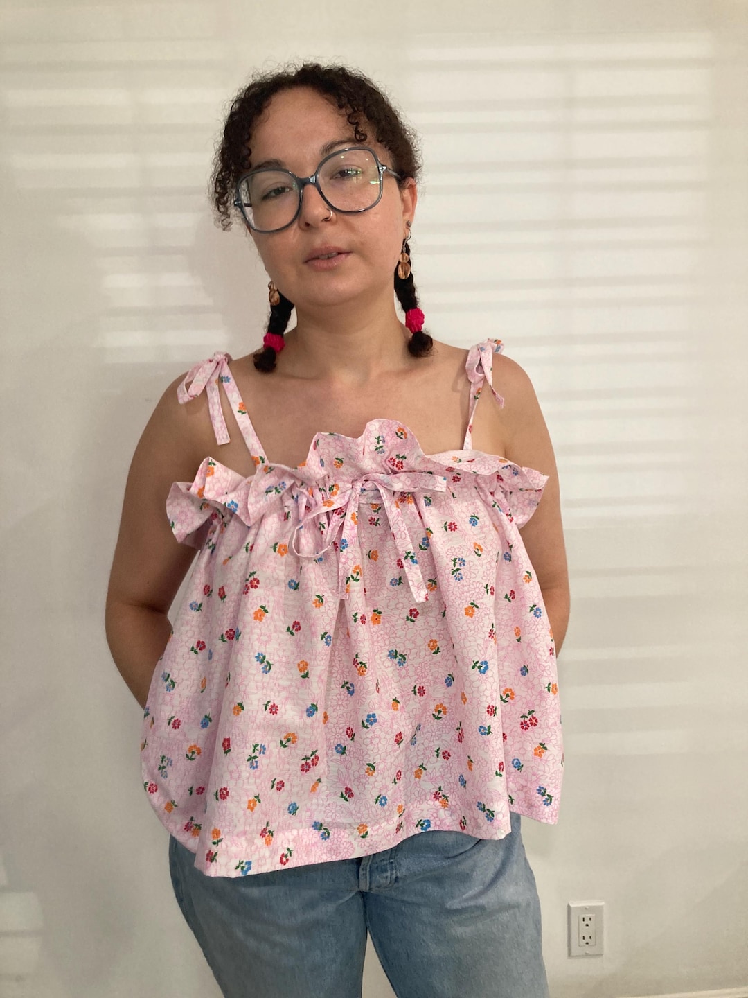 Pink Floral Ruffle Top - Etsy