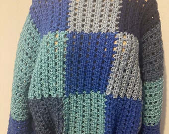 Hand Crochet Chunky Patchwork Sweater