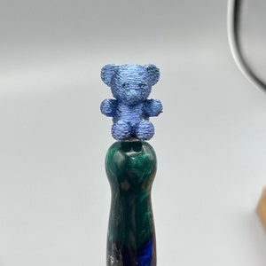 Cute blue teddy bear diamond painting pen topper