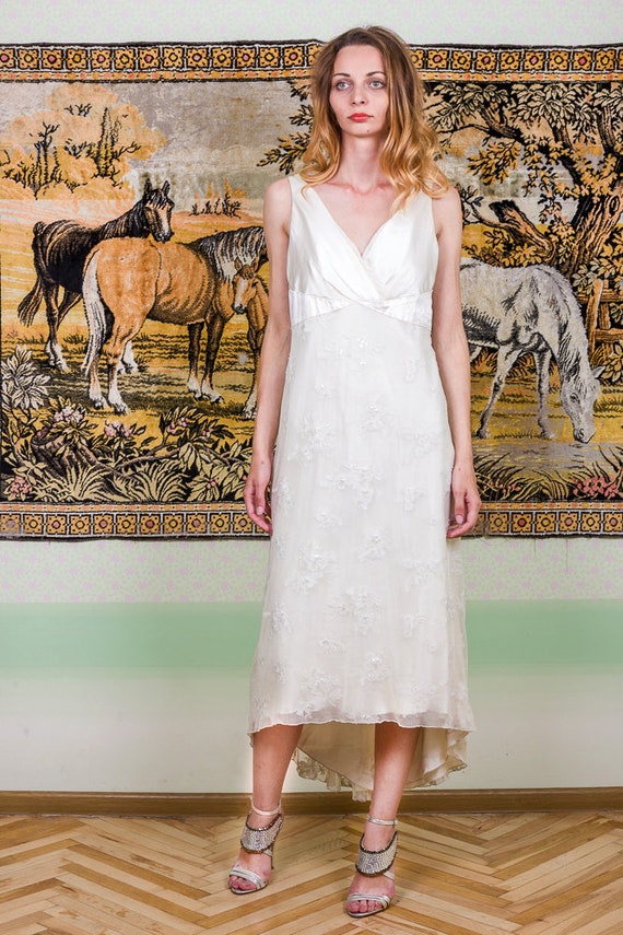 vintage white silk dress