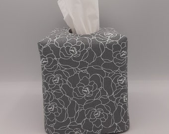 Tissue Box Cover, Roses Gray Tissue Cover, Gray Tissue Cover, Kitchen Decor, Tissue Dispenser, Home Gift
