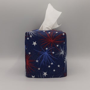 Tissue Box Cover, Patriotic Tissue Cover, July 4th Independence Day Tissue Cover, Kitchen Decor, Tissue Dispenser, Home Gift