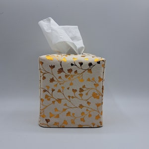 Tissue Box Cover, Copper Vines on Cream fabric, Copper Tissue Box Cover, Kitchen Decor, Tissue Dispenser, Bedside Accessories, Home Gift