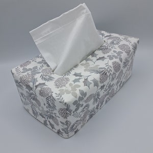 Tissue Box Cover, Silver Pinecones and Silver Leaves Rectangle Tissue Cover, Inside Cabin Decore, Kitchen Decore, Tissue Dispenser, Gift