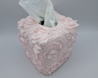 Tissue Box Cover, Pink Roses Tissue Cover, Bedroom or Bathoom Pink Roses Tissue Cover, Kitchen Decore, Tissue Dispenser, Home Gift