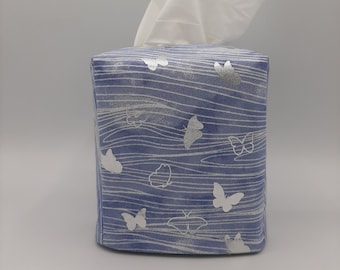 Blue Butterfly Tissue Box Cover, Bedroom Decor