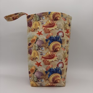Seashell Car Trash Bag, Nautical Washable Cotton Fabric
