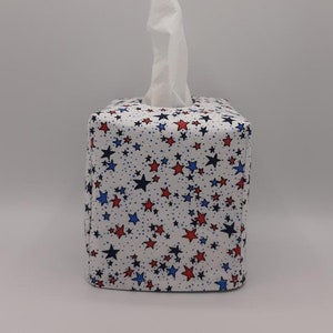 Tissue Box Cover, July 4th Independence Day Tissue Box Cover, Patriotic Tissue Cover, Tissue Dispenser, Kitchen Decor, Home Gift image 2