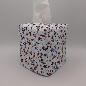 Tissue Box Cover, July 4th Independence Day Tissue Box Cover, Patriotic Tissue Cover, Tissue Dispenser, Kitchen Decor, Home Gift image 1