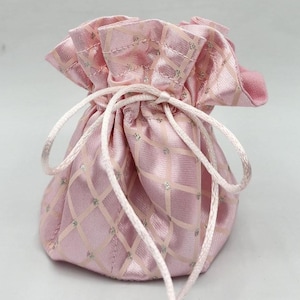 Pink Jewelry Tote, Drawstring 8 Pocket Bag
