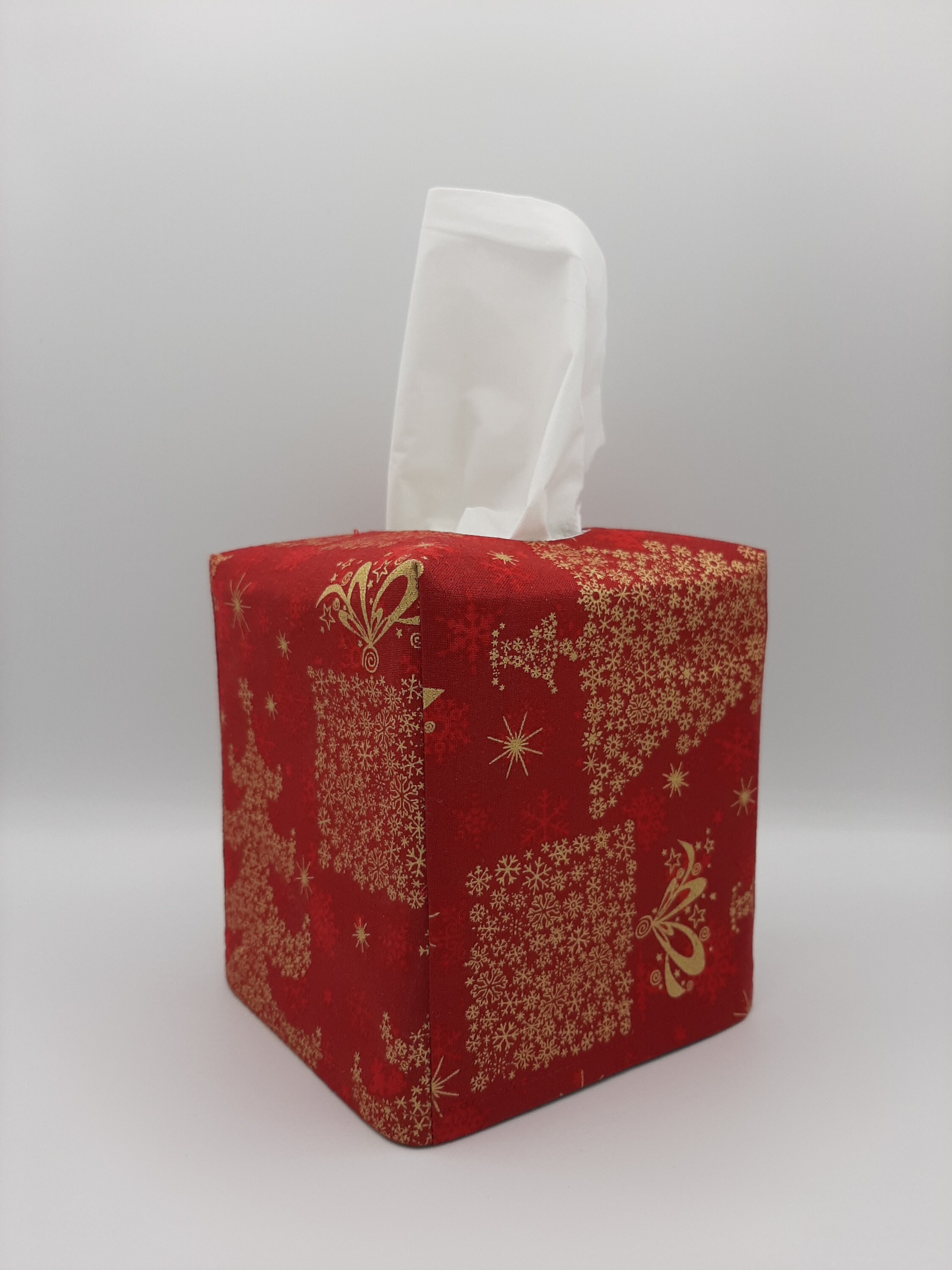 Red Gold Tissue Box Cover Holiday Kleenex Cover Square Etsy
