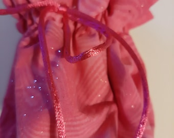 Jewelry Travel Pouch, Sparkly Pink Jewelry Bag, Drawstring 8 Pockets, Mother's Day Gift, Bridal Shower, Kids Treasures, Organizer