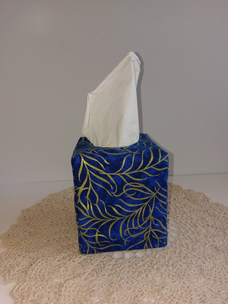 Gold Blue Square Kleenex Cover Blue And Gold Tissue Box Etsy