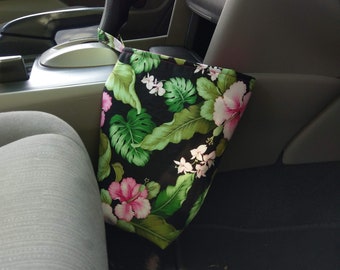 Car Trash Bag, Auto Trash Bag, Car Accessories, Car Garbage Bag, Floral Trash Bag, Hibiscus Flower, Hawaiian Flower, Washable Bag