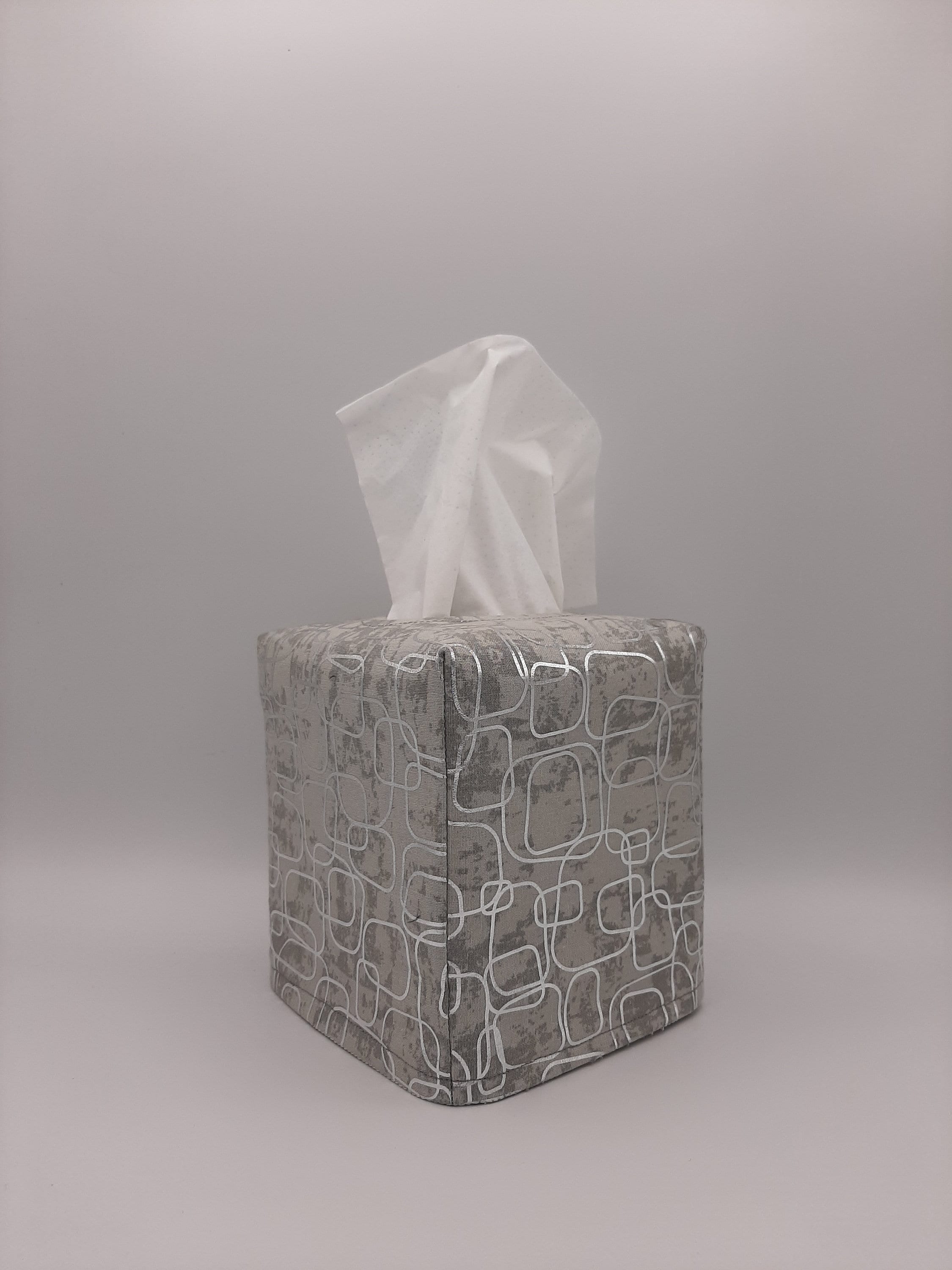 Tissue Box Cover, Silver, Gray Tissue Box Cover, Bling