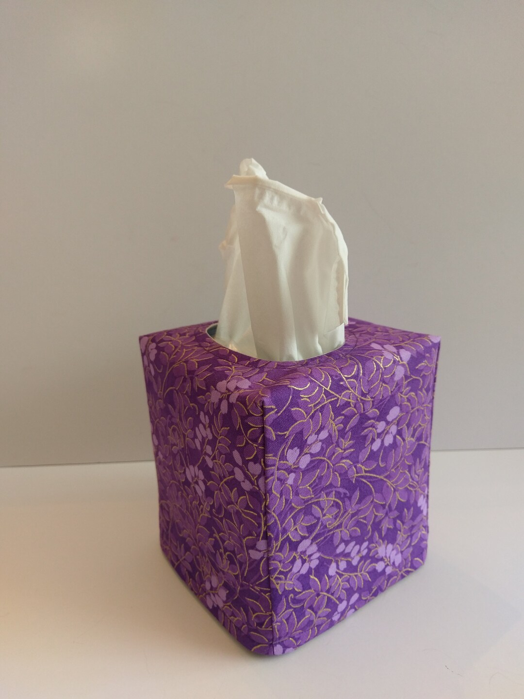 Tissue Box Cover Purple Flowers Tissue Box Cover Housewarming Gift Kitchen Decor Tissue Dispenser Etsy